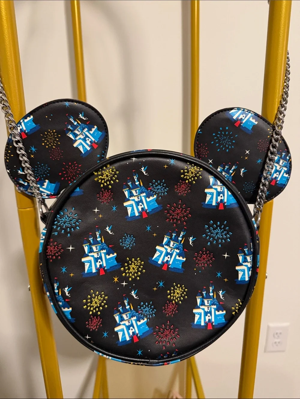 Loungefly Black and Blue Mickey Castle Ear Crossbody Bag